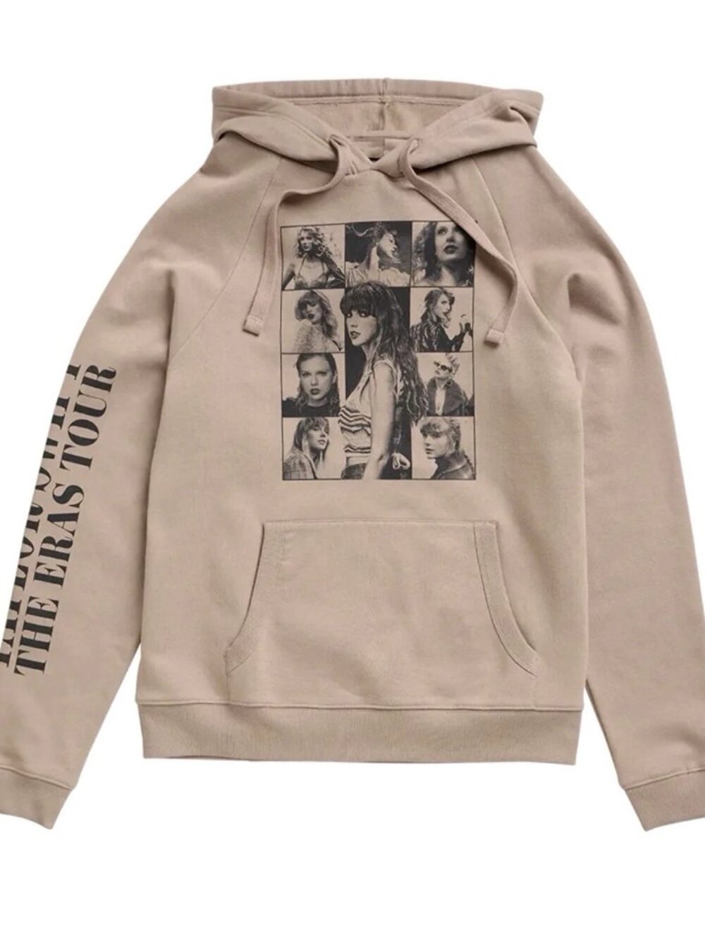 🎤 Taylor Swift Eras Tour Taupe Collage Hoodie Large Official Worn Once 🎤